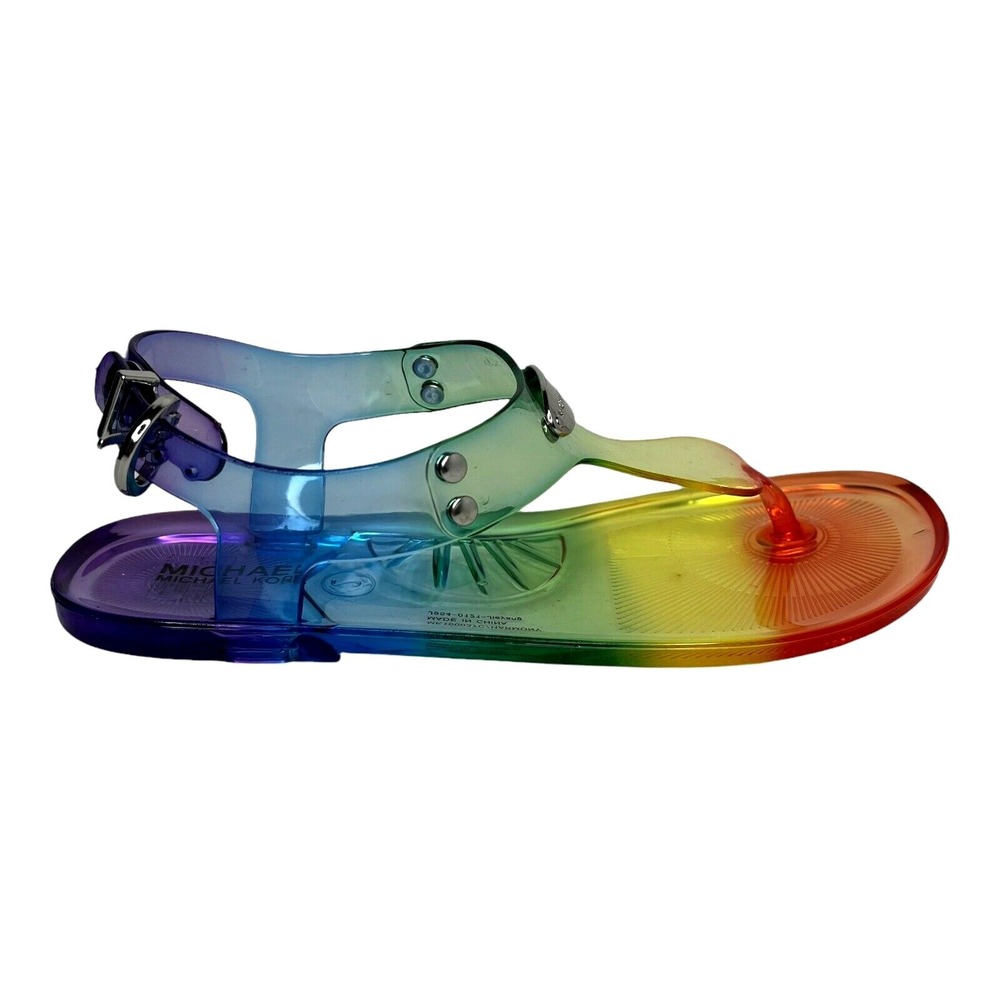 Michael Kors Youth‎ Girls Harmony Flat Thong Sandals Size 2 Multicolor Rainbow - Picture 3 of 10
